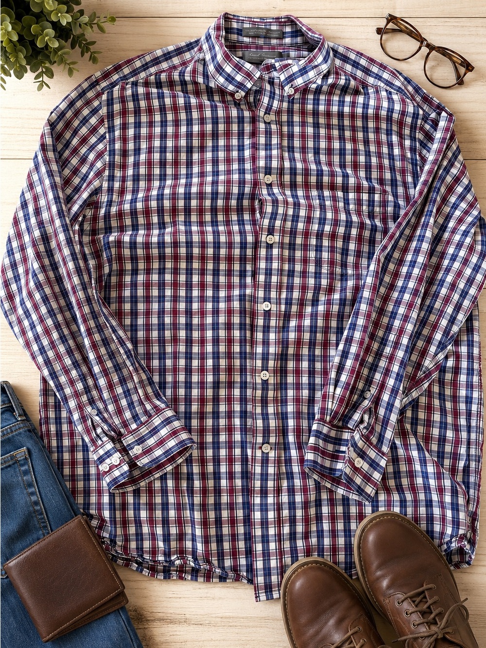 Daniel Cremieux Signature Collection Men’s Plaid Button-Down Shirt | Size XL